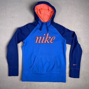 Nike Therma-FIT Hoodie Pullover Sweatshirt Athletic Blue Orange‎ Women's M